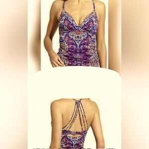 ATHLETA AQUALUX STRAPPY MOLDED TANKINI PARADISE PRINT SIZE S
